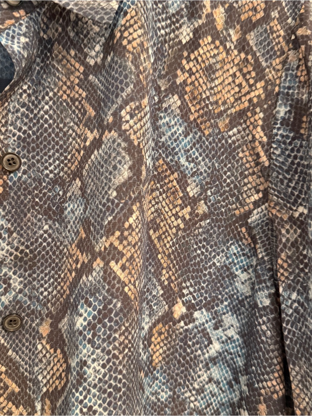 LAFAYETTE 148 Women's Blue Snake Print Long Sleeve Button Down Shirt Size XL - Picture 3 of 5